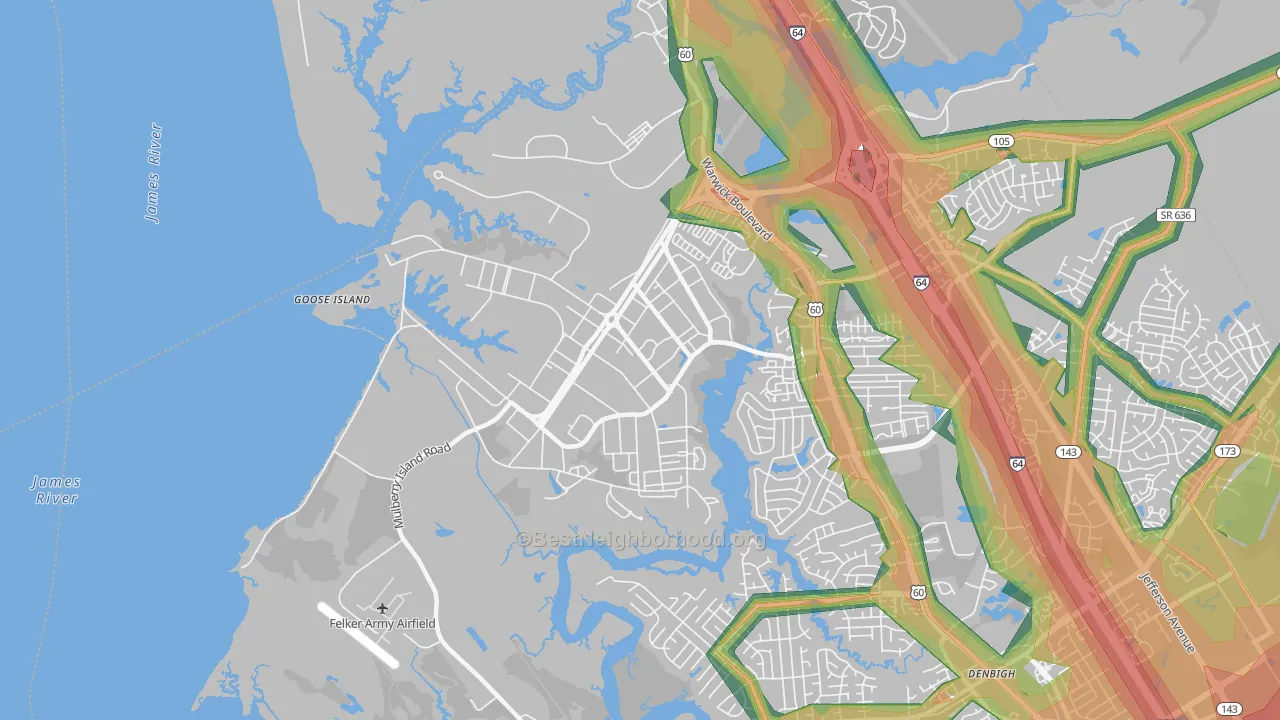 23604, VA Map of Noise Levels in 23604