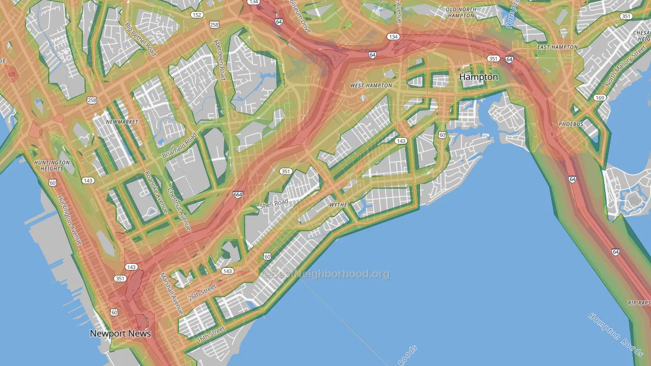 23661, VA Map of Noise Levels in 23661