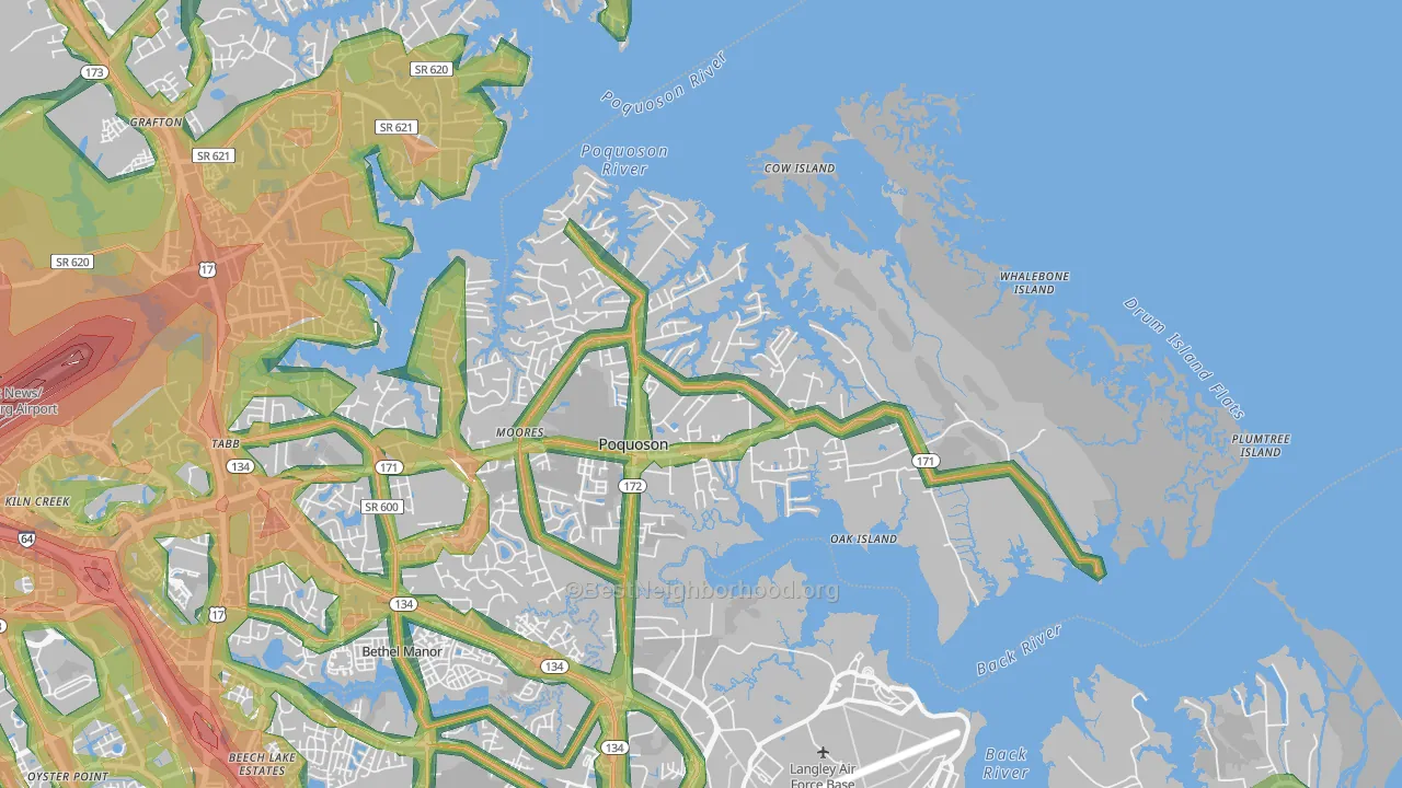 23662, VA Map of Noise Levels in 23662