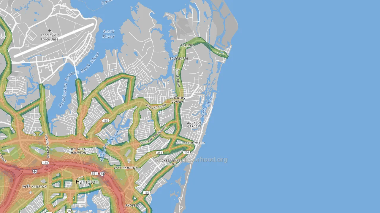 23664, VA Map of Noise Levels in 23664