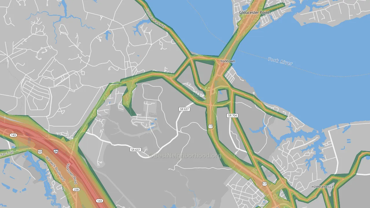 23690, VA Map of Noise Levels in 23690