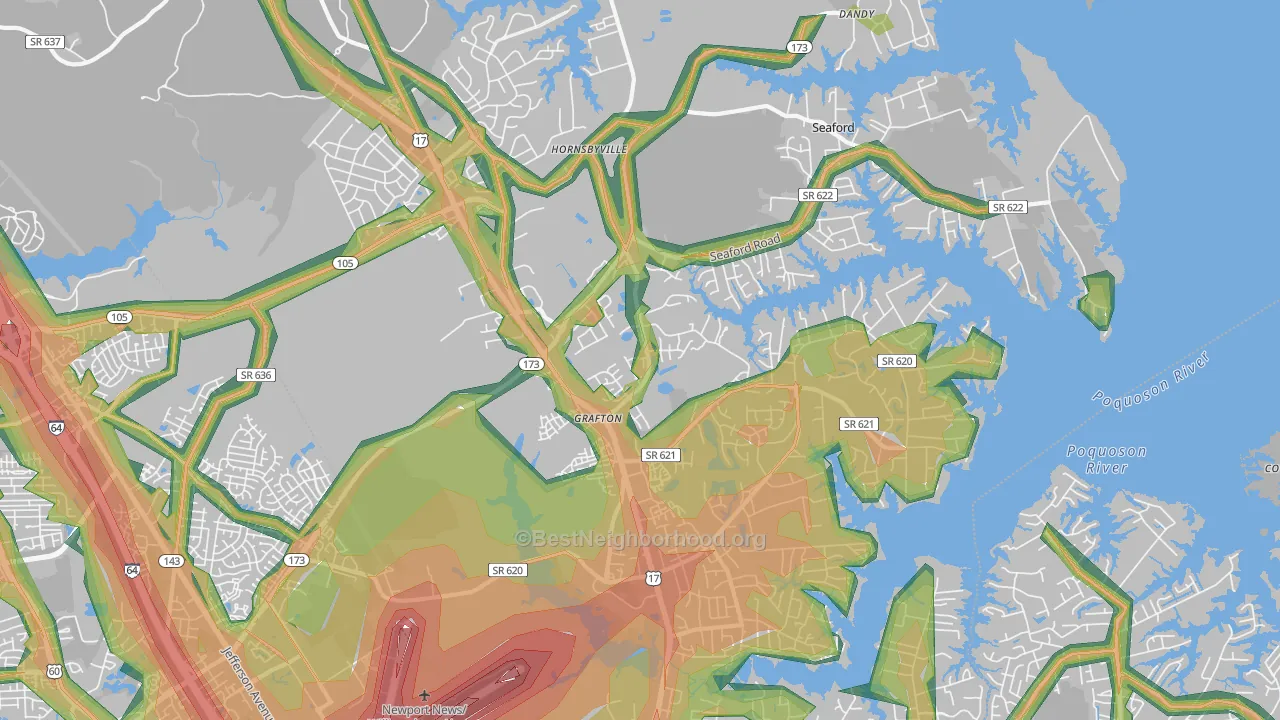 23692, VA Map of Noise Levels in 23692
