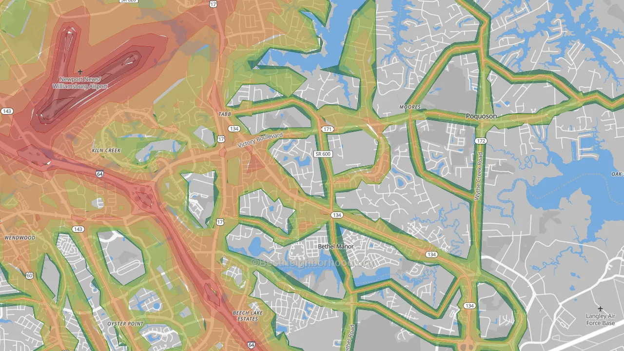 23693, VA Map of Noise Levels in 23693