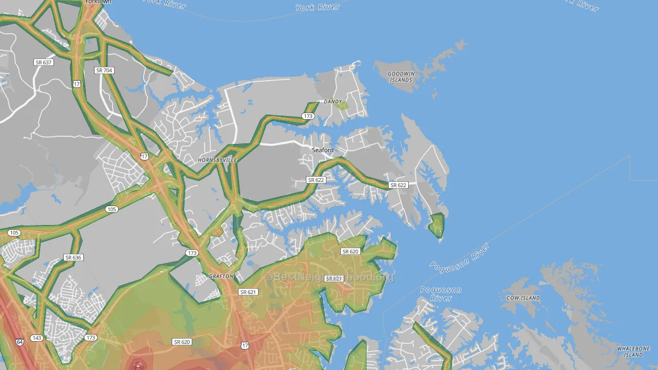 23696, VA Map of Noise Levels in 23696