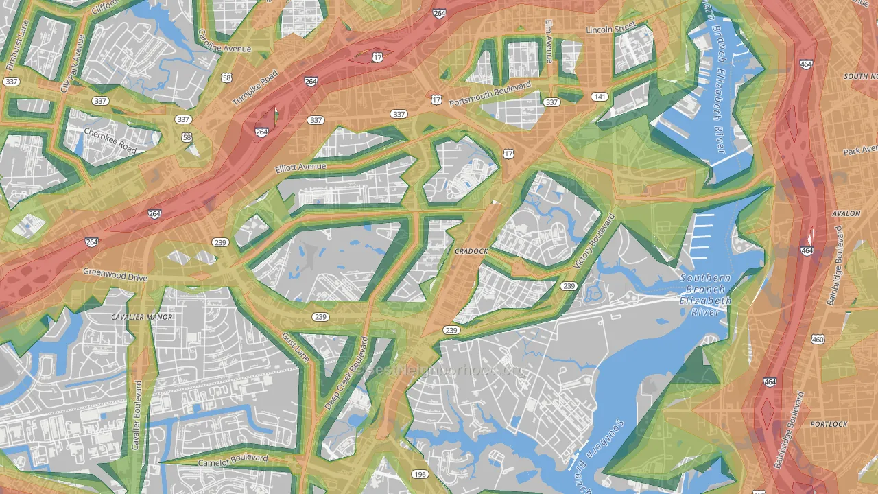 23702, VA Map of Noise Levels in 23702