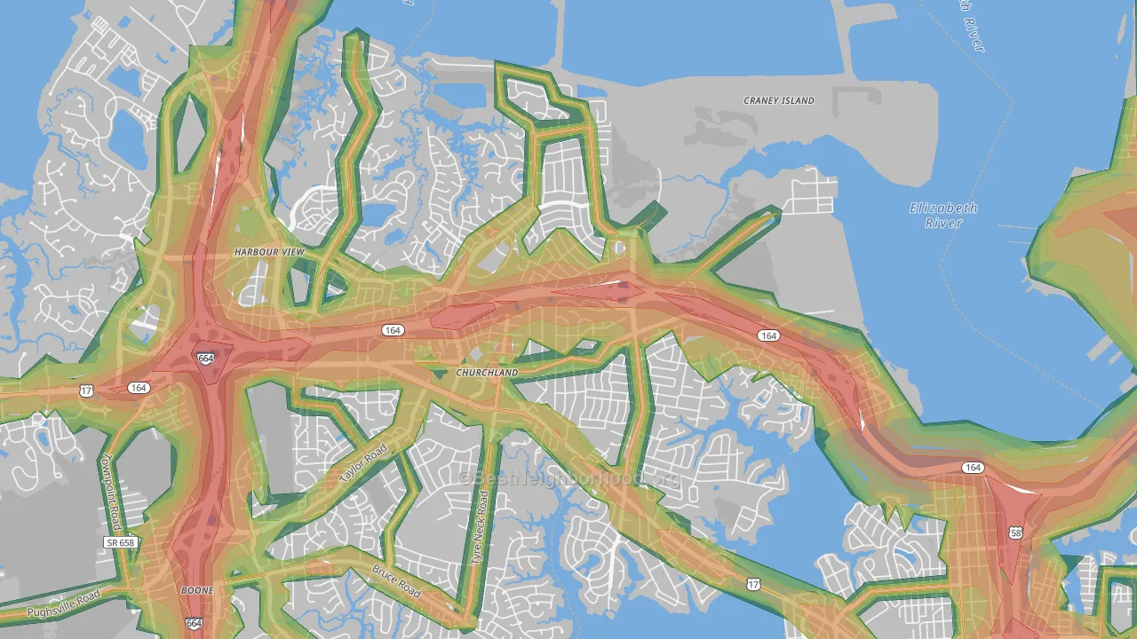 23703, VA Map of Noise Levels in 23703