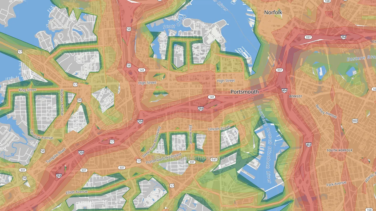 23704, VA Map of Noise Levels in 23704