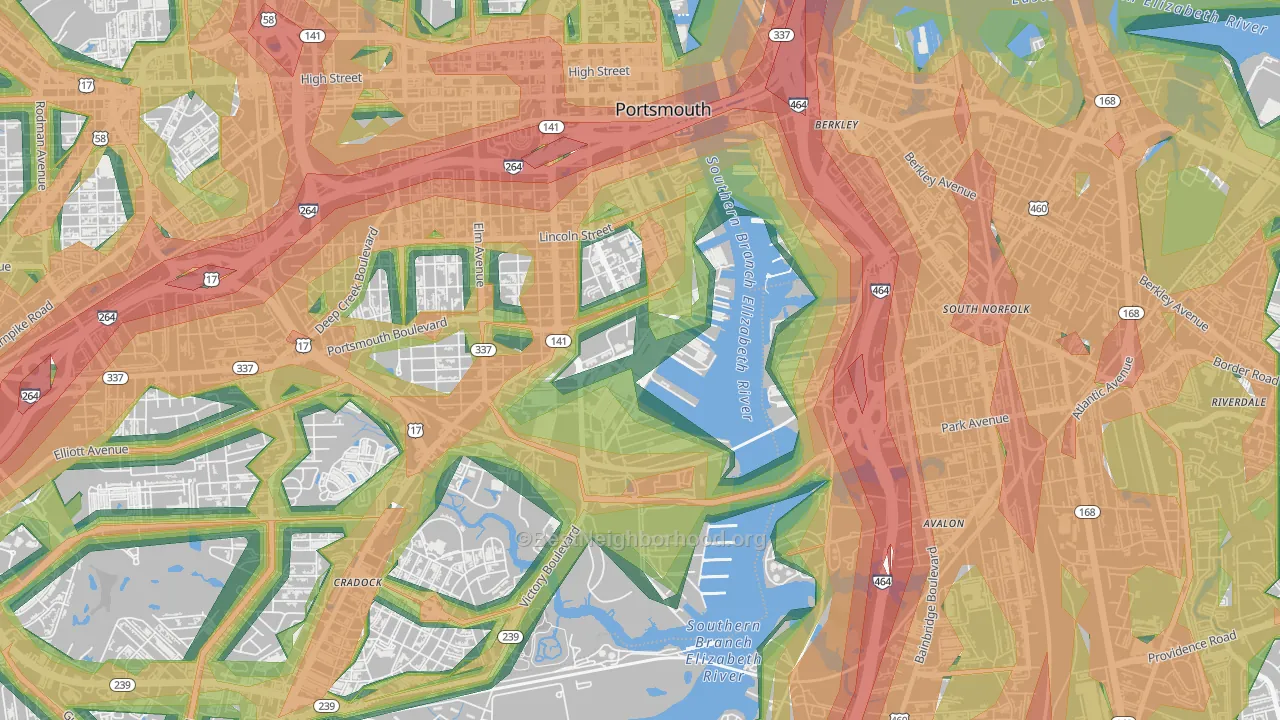 23709, VA Map of Noise Levels in 23709