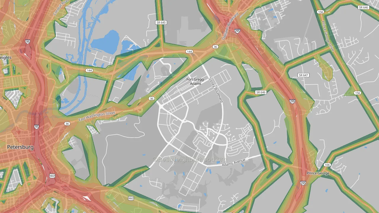 23801, VA Map of Noise Levels in 23801