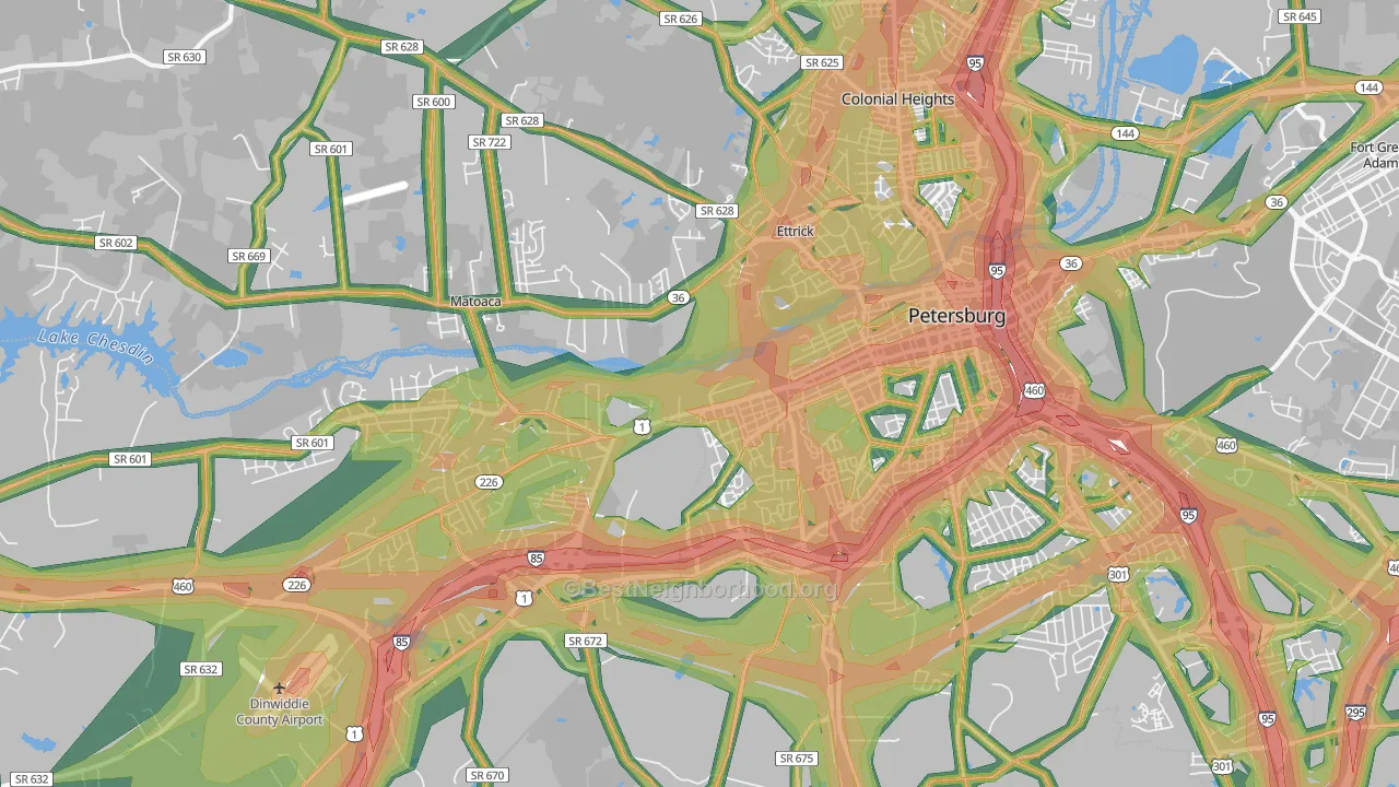 23803, VA Map of Noise Levels in 23803