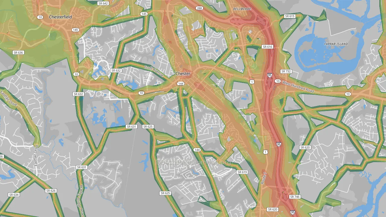 23831, VA Map of Noise Levels in 23831