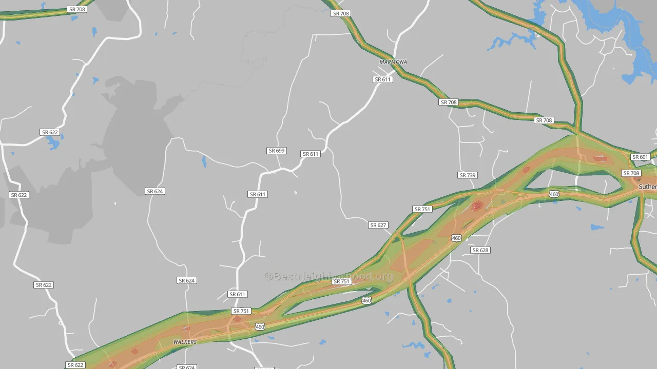 23833, VA Map of Noise Levels in 23833