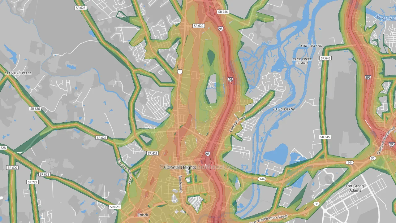 23834, VA Map of Noise Levels in 23834