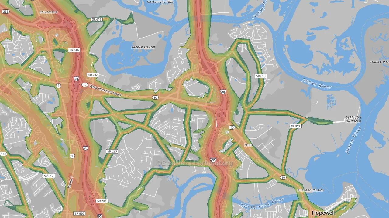 23836, VA Map of Noise Levels in 23836