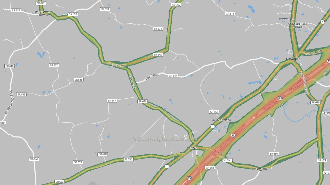 23840, VA Map of Noise Levels in 23840