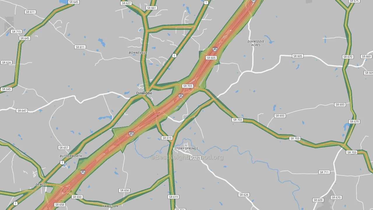 23841, VA Map of Noise Levels in 23841