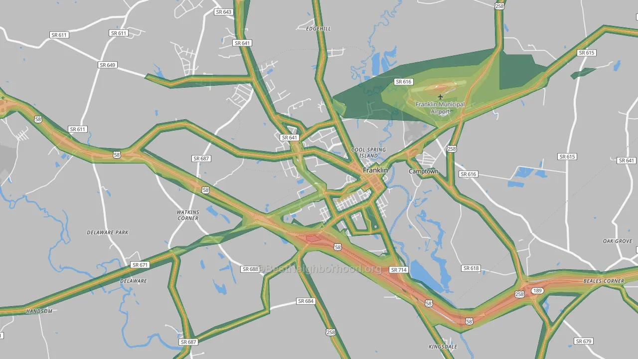 23851, VA Map of Noise Levels in 23851