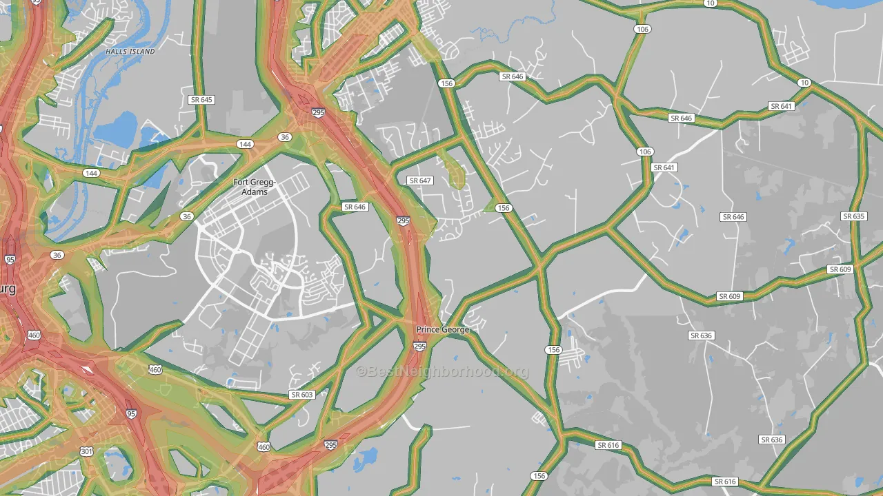 23875, VA Map of Noise Levels in 23875