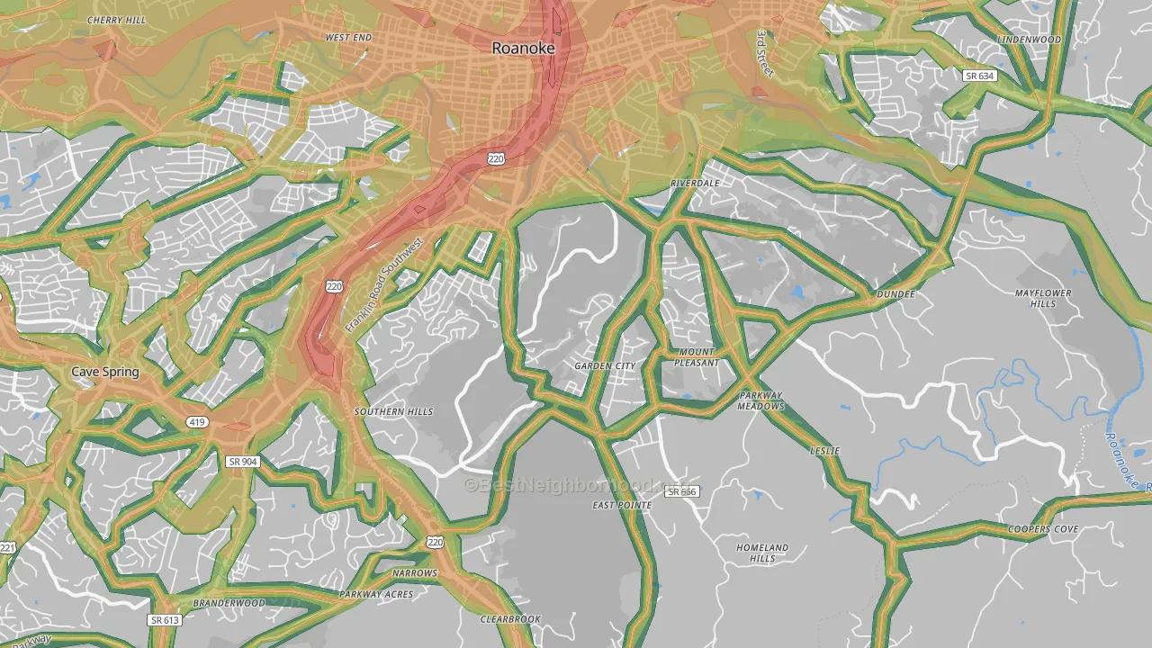 24014, VA Map of Noise Levels in 24014