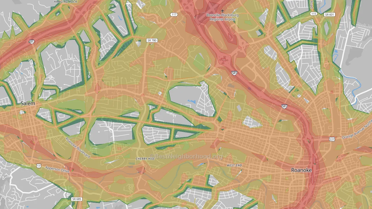 24017, VA Map of Noise Levels in 24017