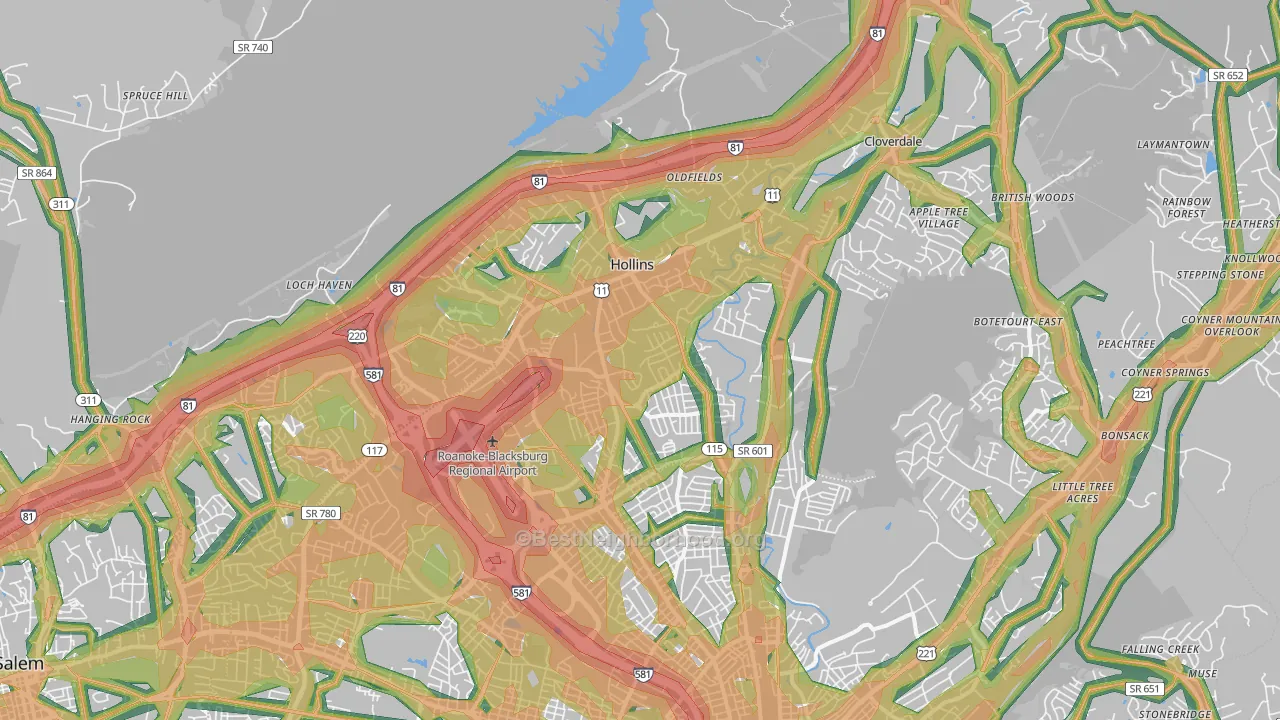 24019, VA Map of Noise Levels in 24019