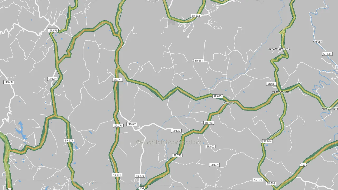 24053, VA Map of Noise Levels in 24053