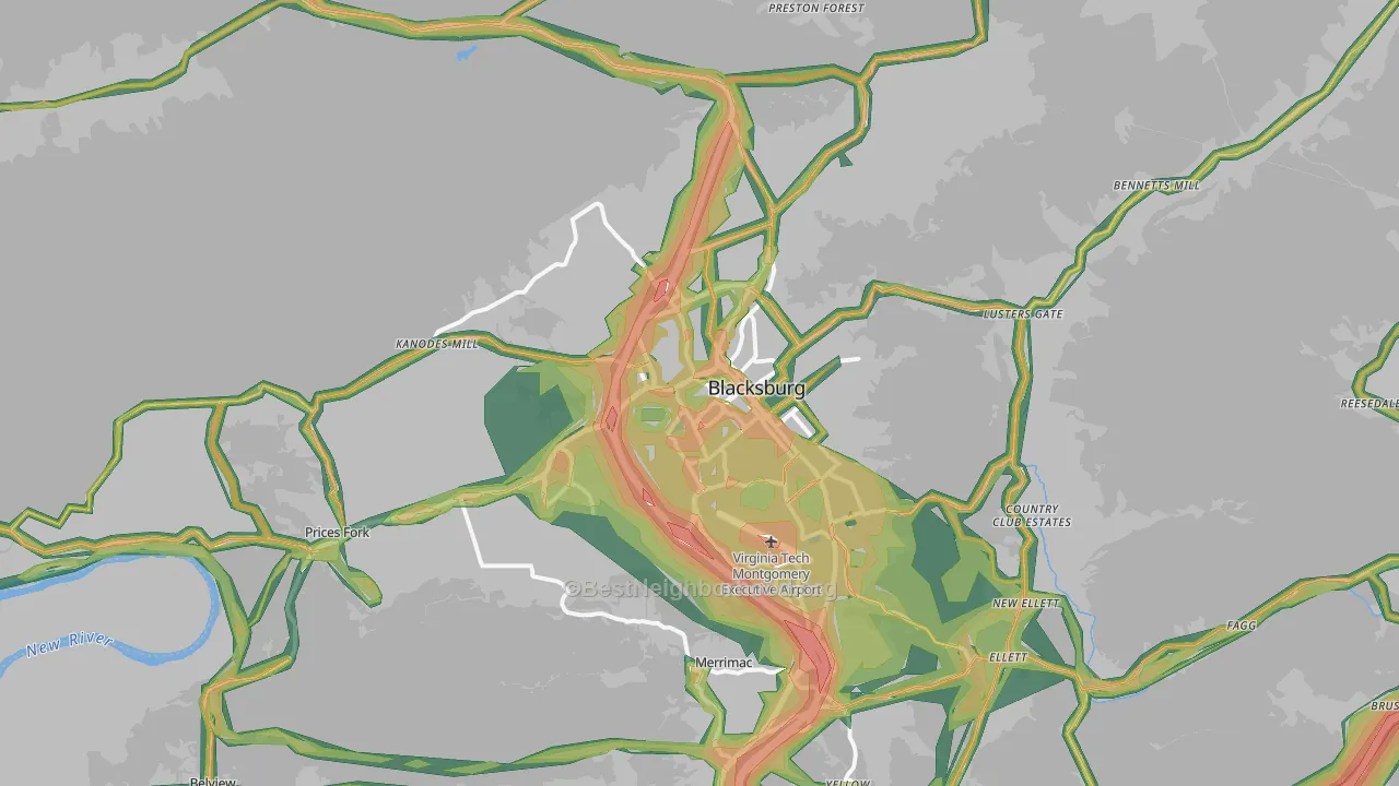 24060, VA Map of Noise Levels in 24060