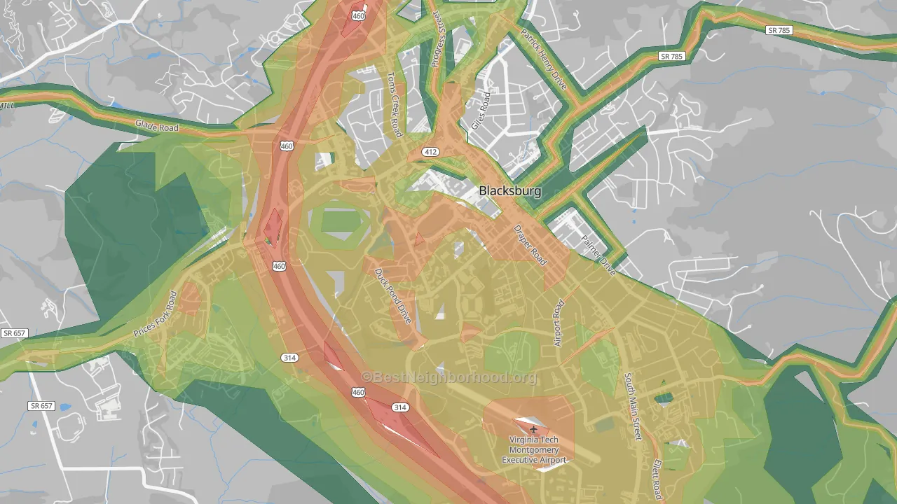 24061, VA Map of Noise Levels in 24061