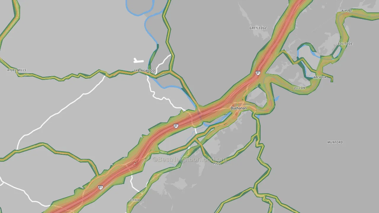 24066, VA Map of Noise Levels in 24066