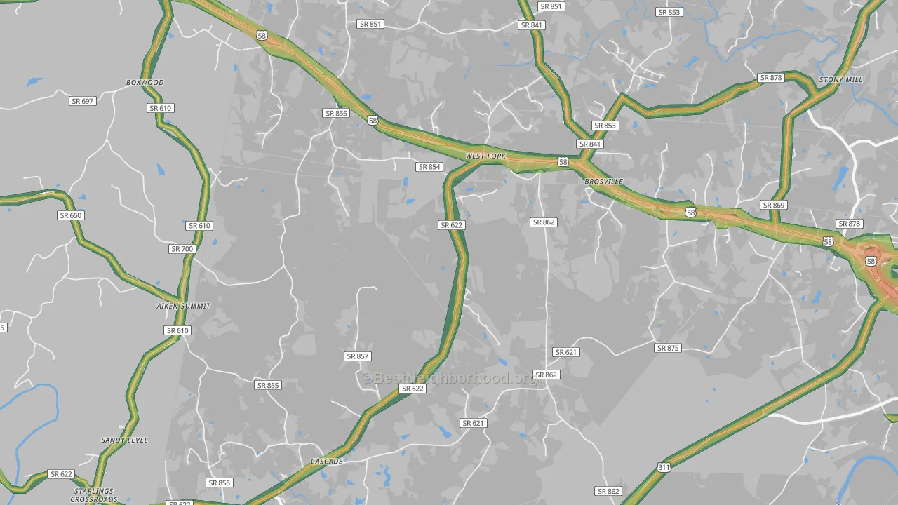24069, VA Map of Noise Levels in 24069