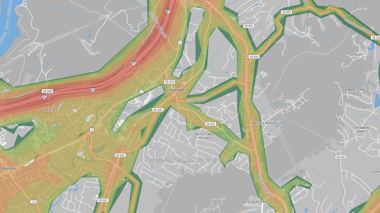 24077, VA Map of Noise Levels in 24077