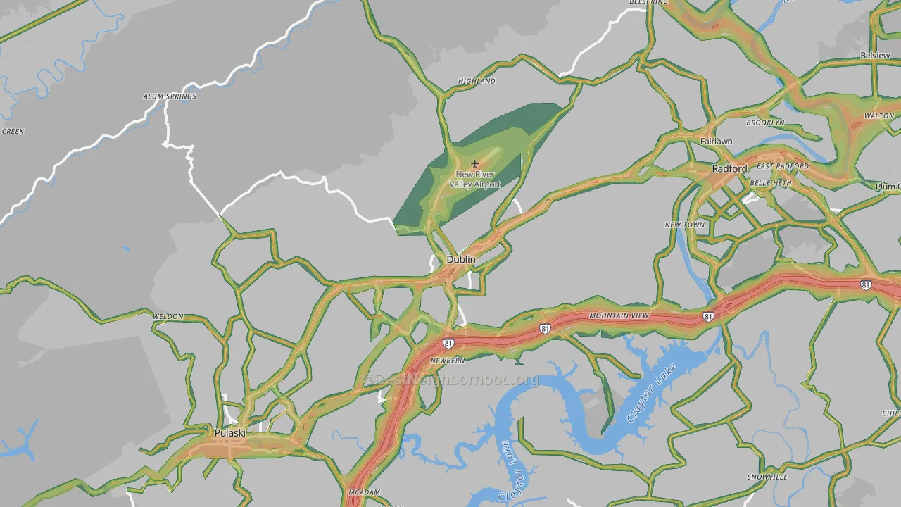 24084, VA Map of Noise Levels in 24084