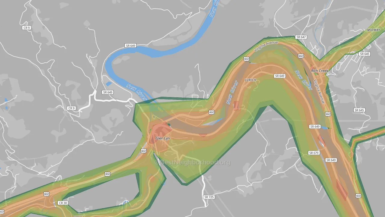24093, VA Map of Noise Levels in 24093