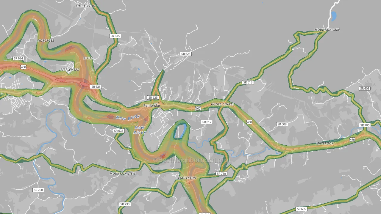 24136, VA Map of Noise Levels in 24136