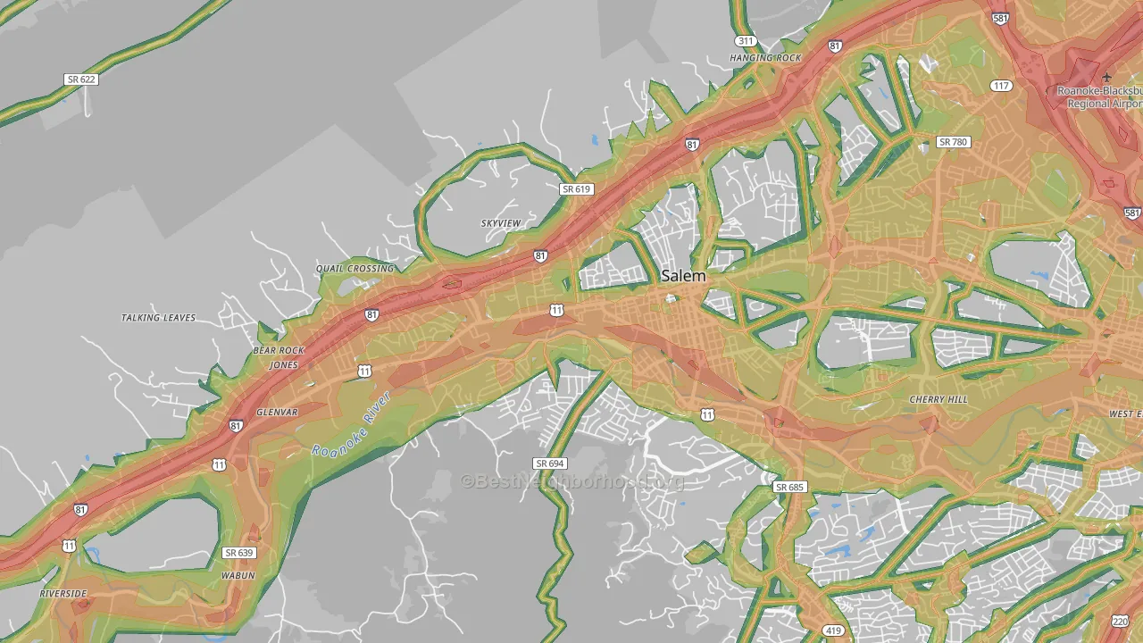 24153, VA Map of Noise Levels in 24153