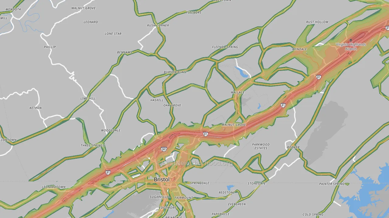 24202, VA Map of Noise Levels in 24202