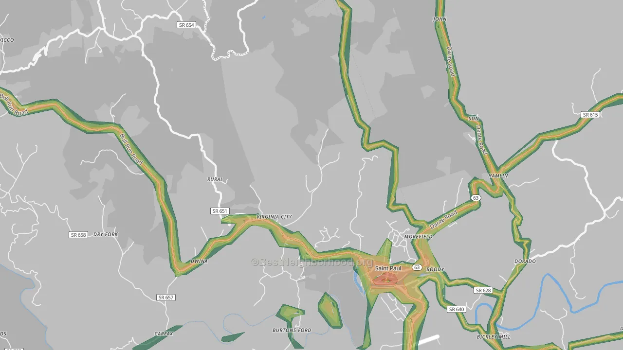 24283, VA Map of Noise Levels in 24283