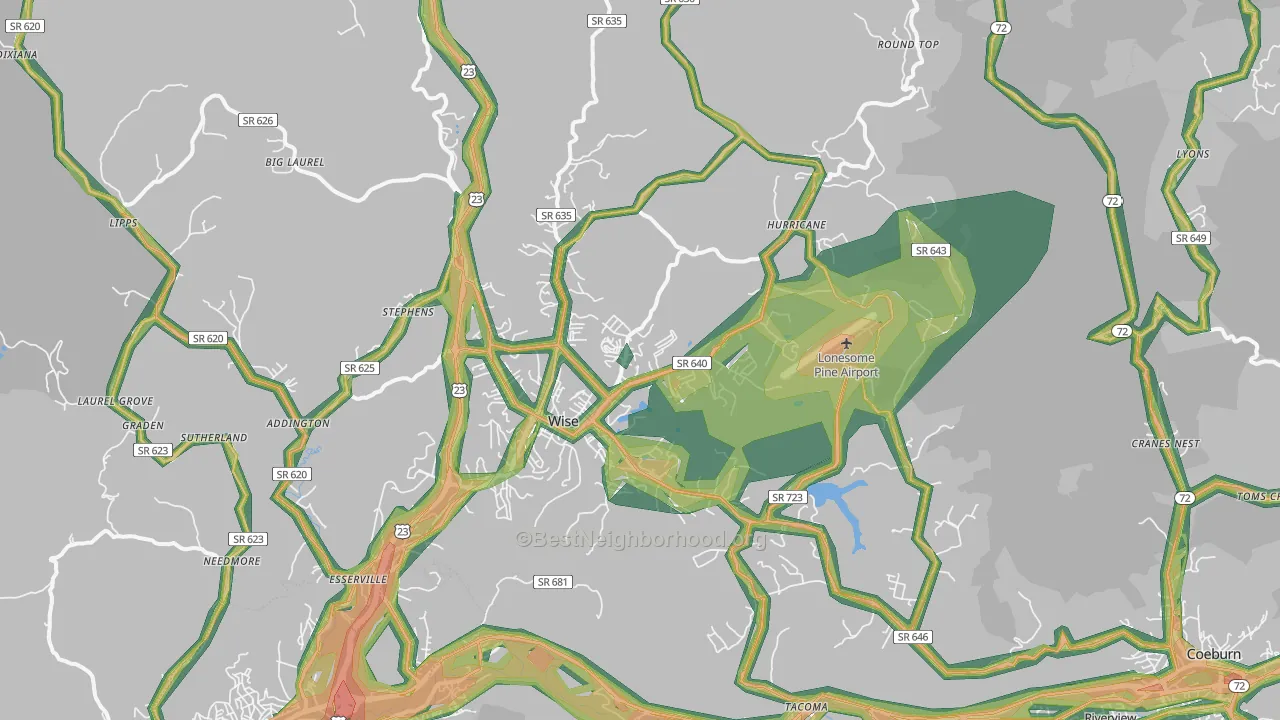 24293, VA Map of Noise Levels in 24293