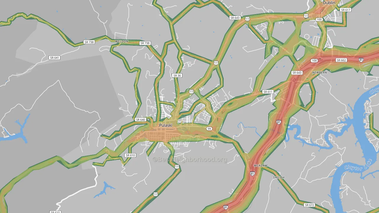 24301, VA Map of Noise Levels in 24301