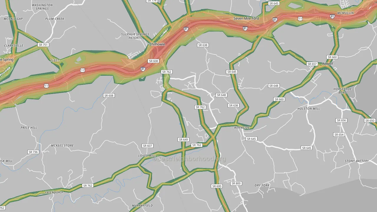 24319, VA Map of Noise Levels in 24319