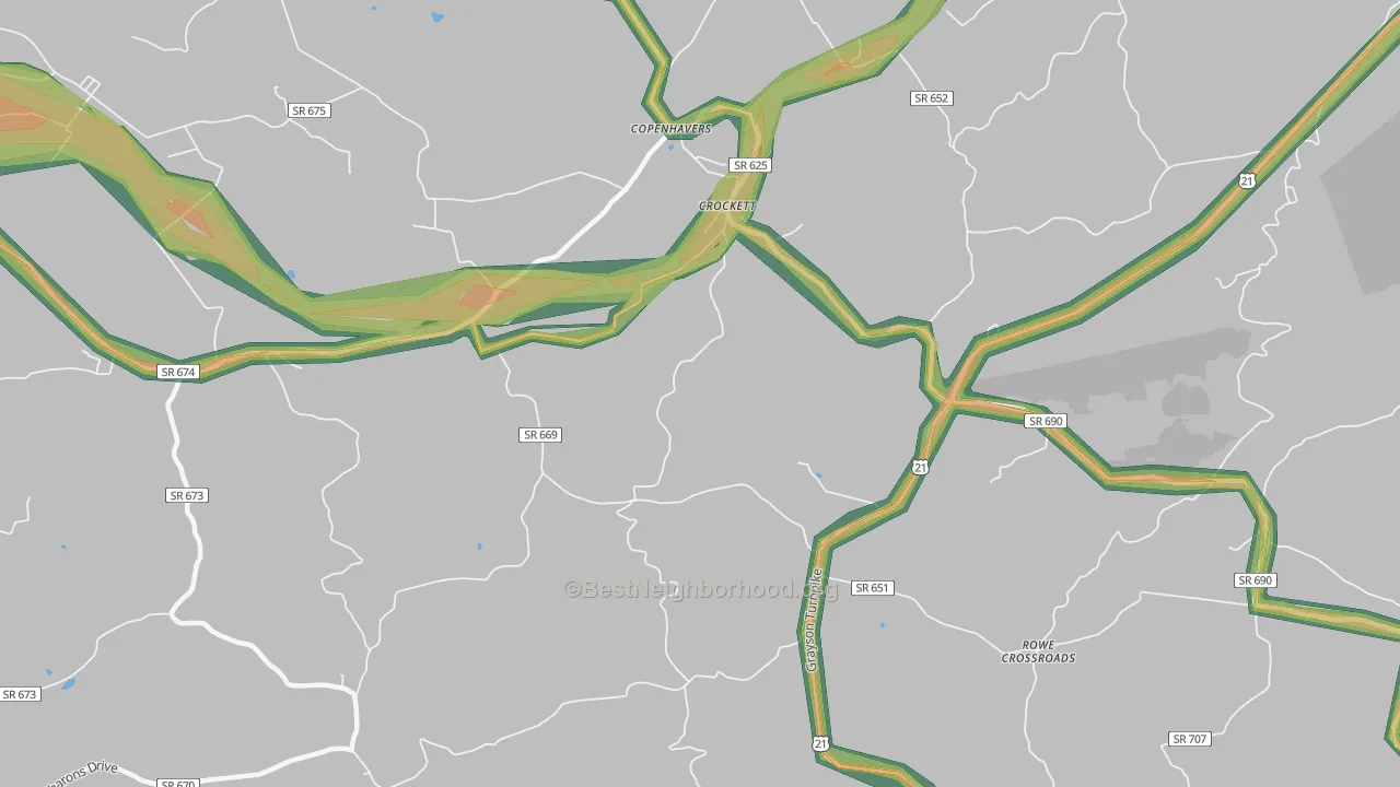 24323, VA Map of Noise Levels in 24323