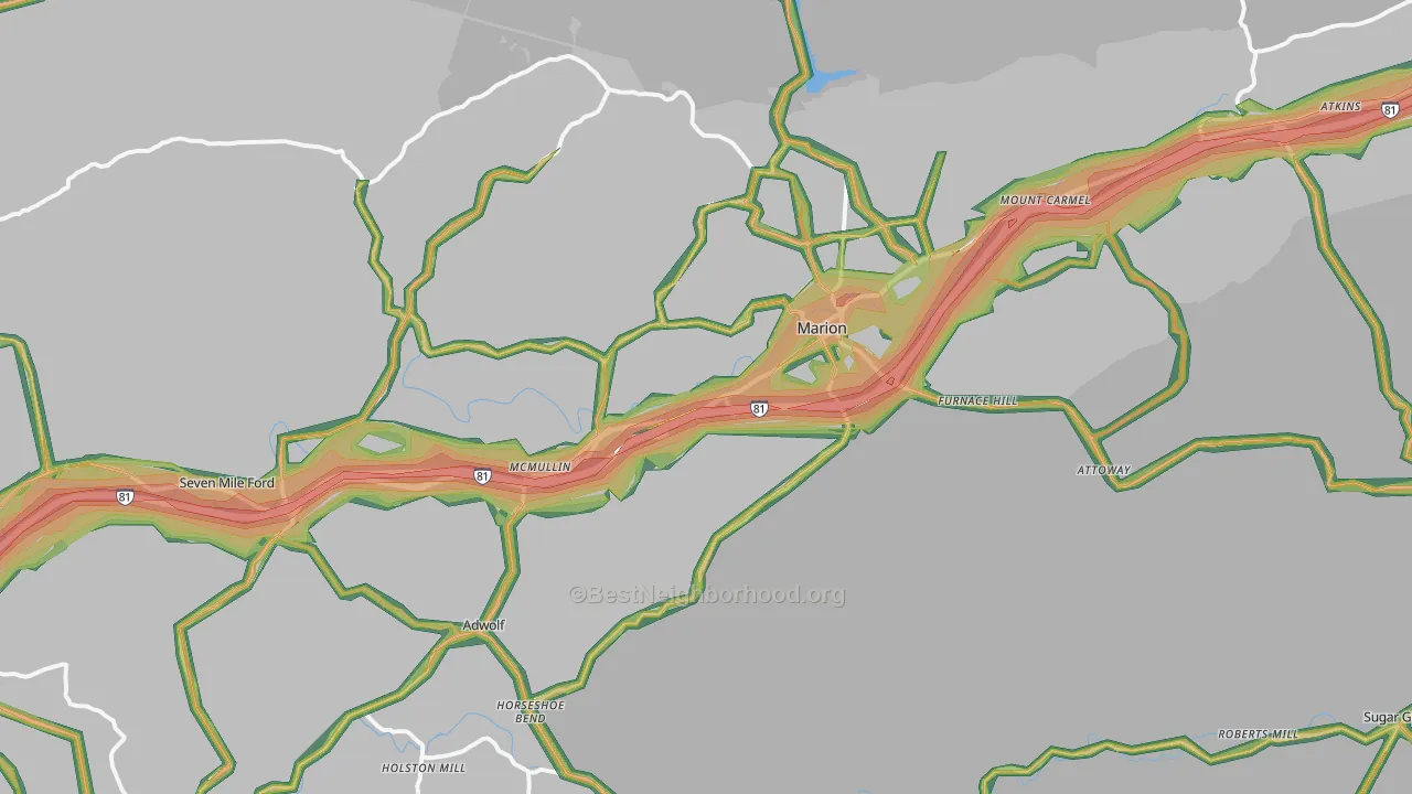 24354, VA Map of Noise Levels in 24354