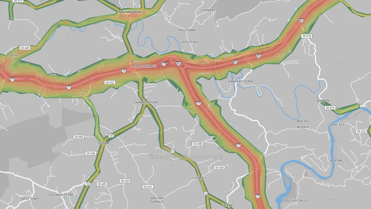 24360, VA Map of Noise Levels in 24360
