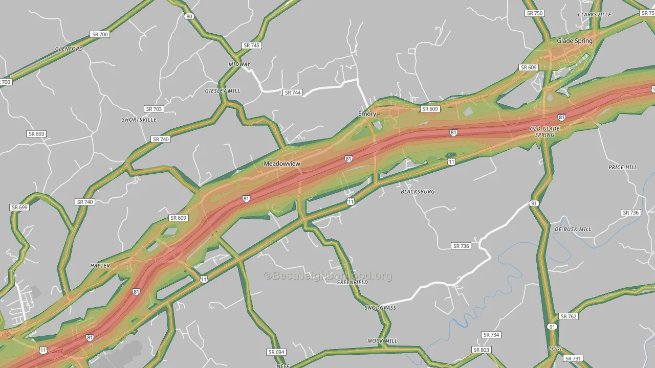 24361, VA Map of Noise Levels in 24361