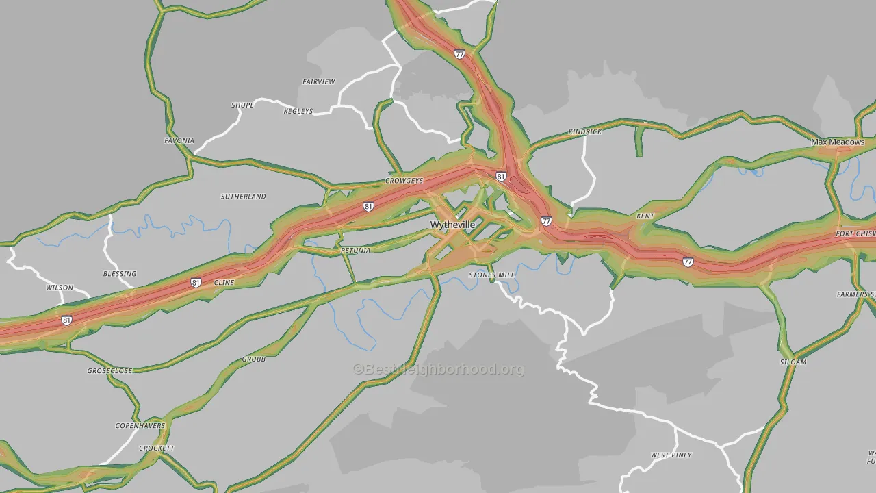 24382, VA Map of Noise Levels in 24382