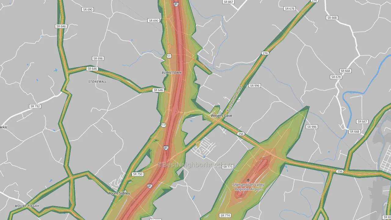 24486, VA Map of Noise Levels in 24486