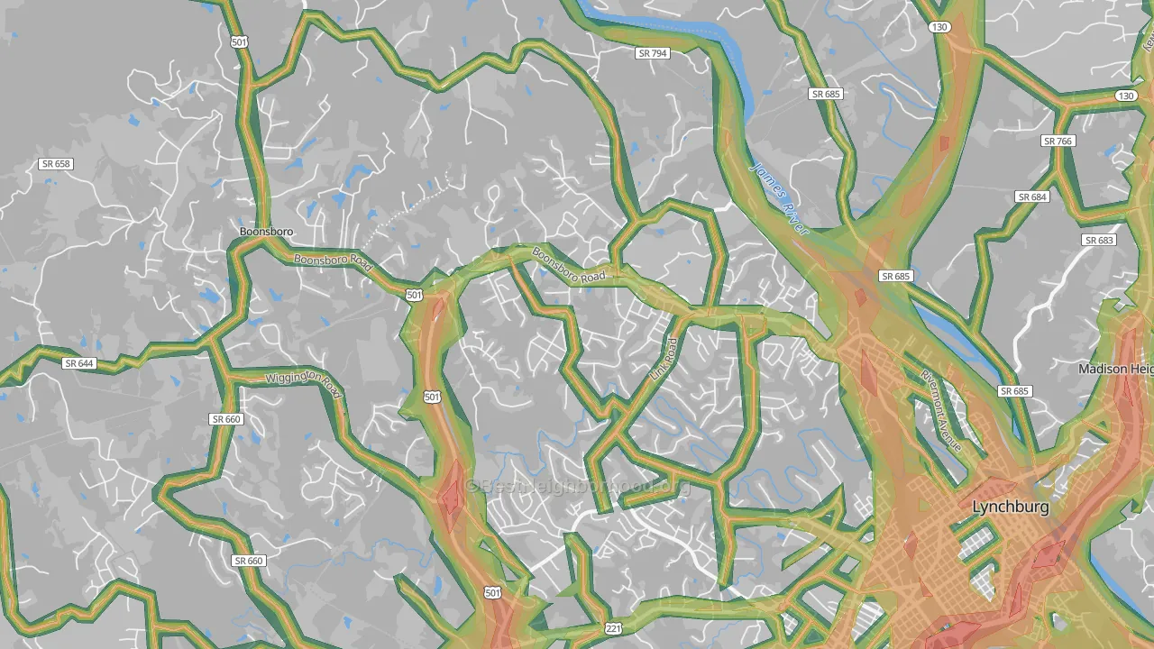 24503, VA Map of Noise Levels in 24503