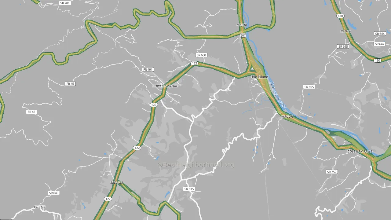 24526, VA Map of Noise Levels in 24526