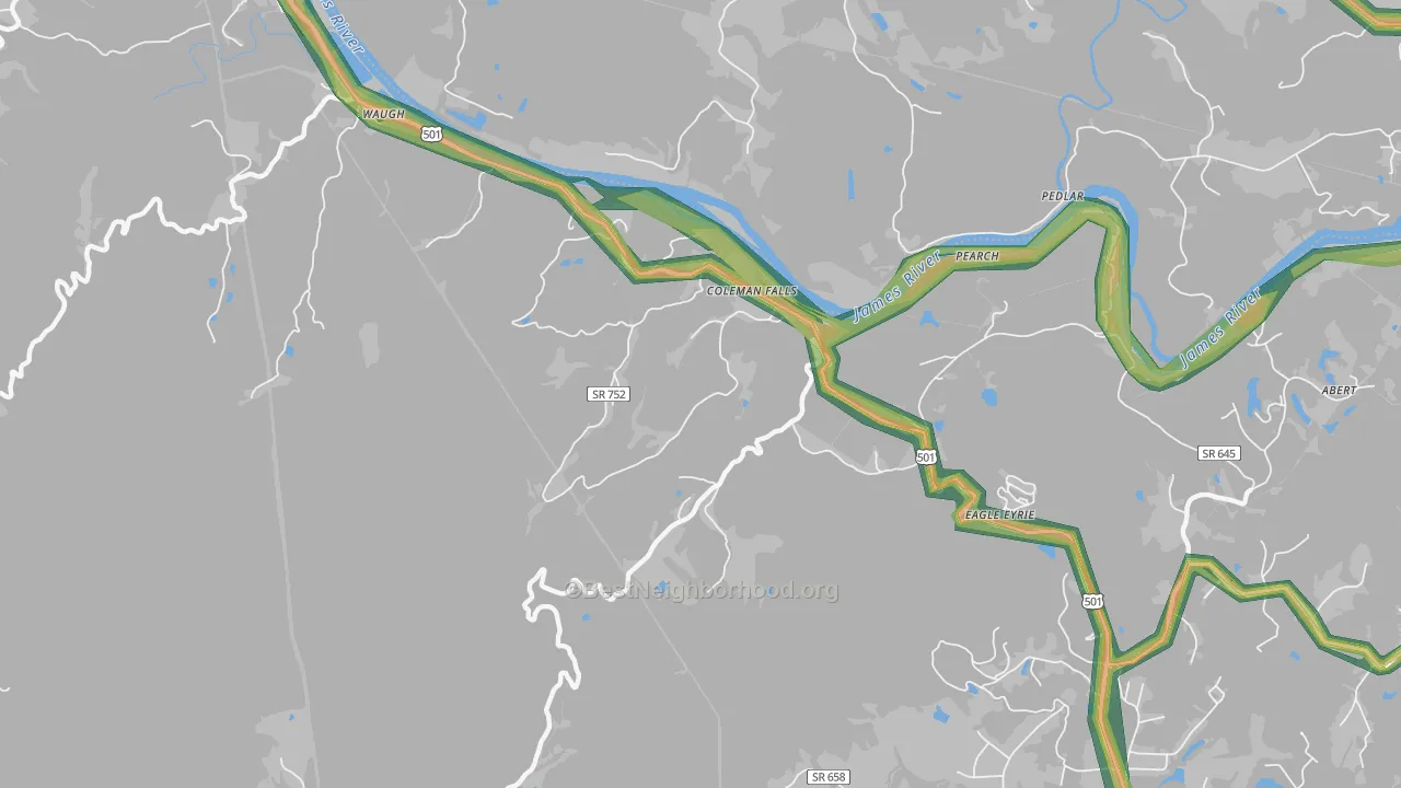 24536, VA Map of Noise Levels in 24536
