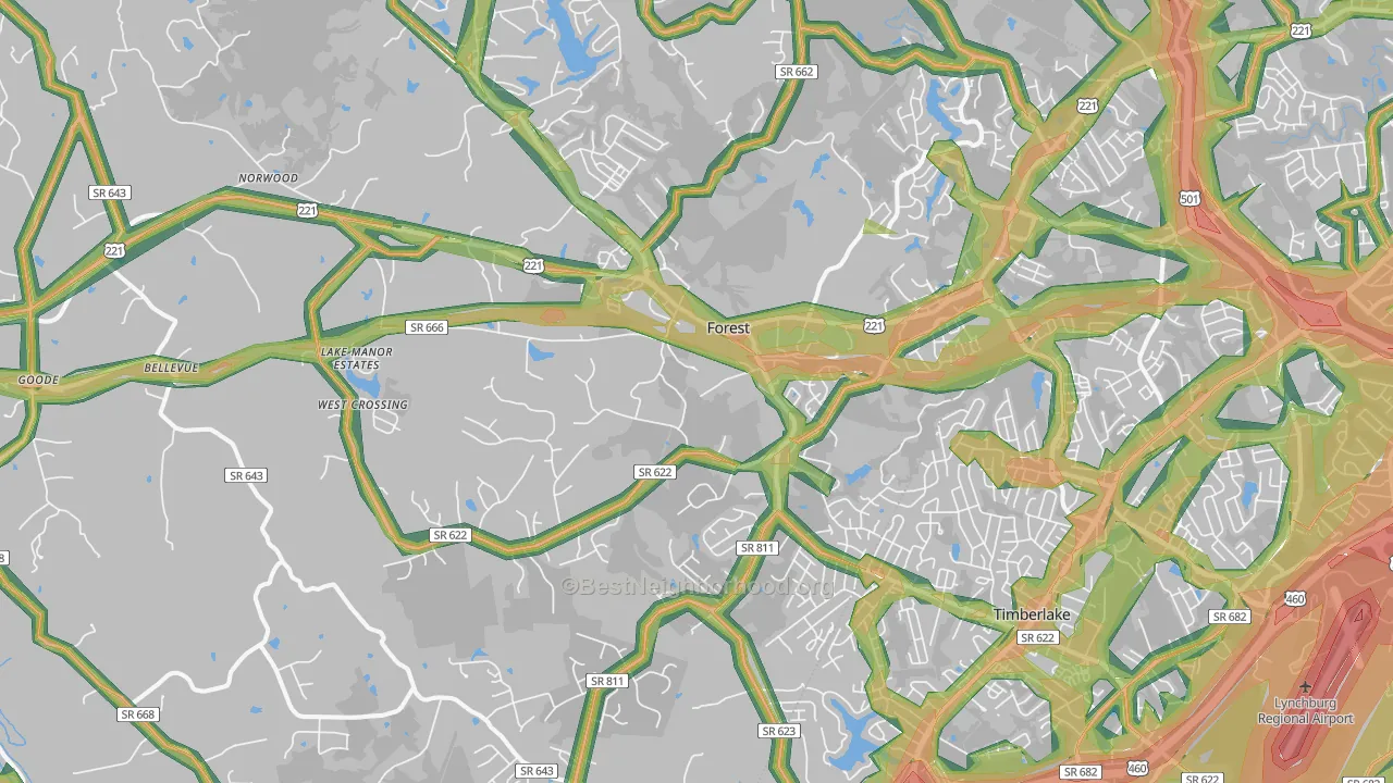 24551, VA Map of Noise Levels in 24551